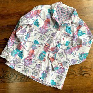 Nick & Nora Hoot Owl Pajama Top Flannel Cotton